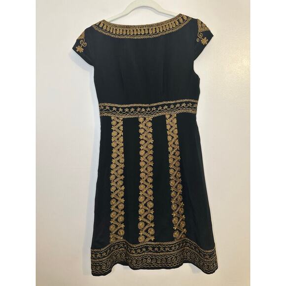 Vintage Y2K Womens Nanette Lepore Silk Black Gold Brocade Whimsigoth Size 4 - Picture 2 of 7